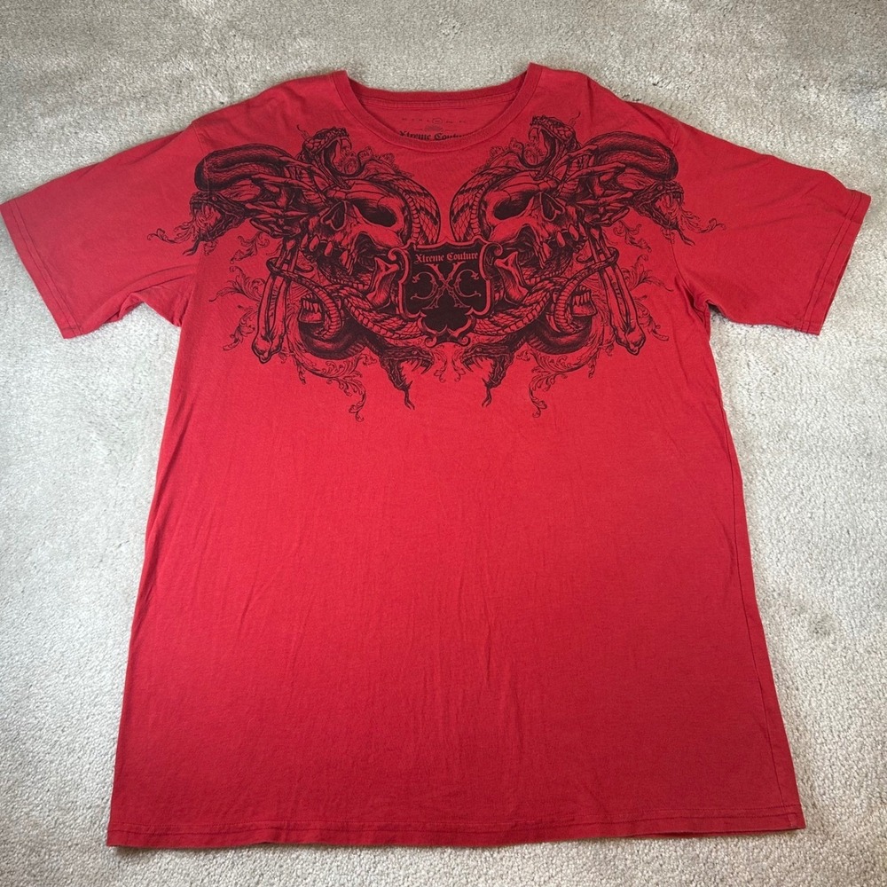 Xtreme Couture Graphic T-Shirt Men's XL Red Skull Snake MMA Affliction Core USA‎